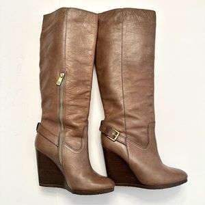 Distressed Leather Heeled Harness Boots 